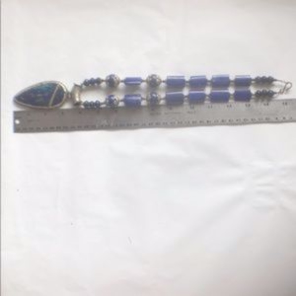 Large Lapis/Chrysocolla Necklace with Earrings - Artisan Handmade - Picture 12 of 14